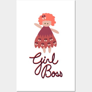 Girl Boss in Wine and Coral Posters and Art